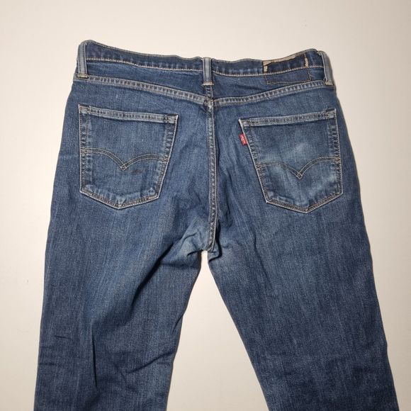 Levi Jeans Mens W36 L34 Blue Straight Leg Zip Fly Mid Rise Cotton Designer - Picture 5 of 7
